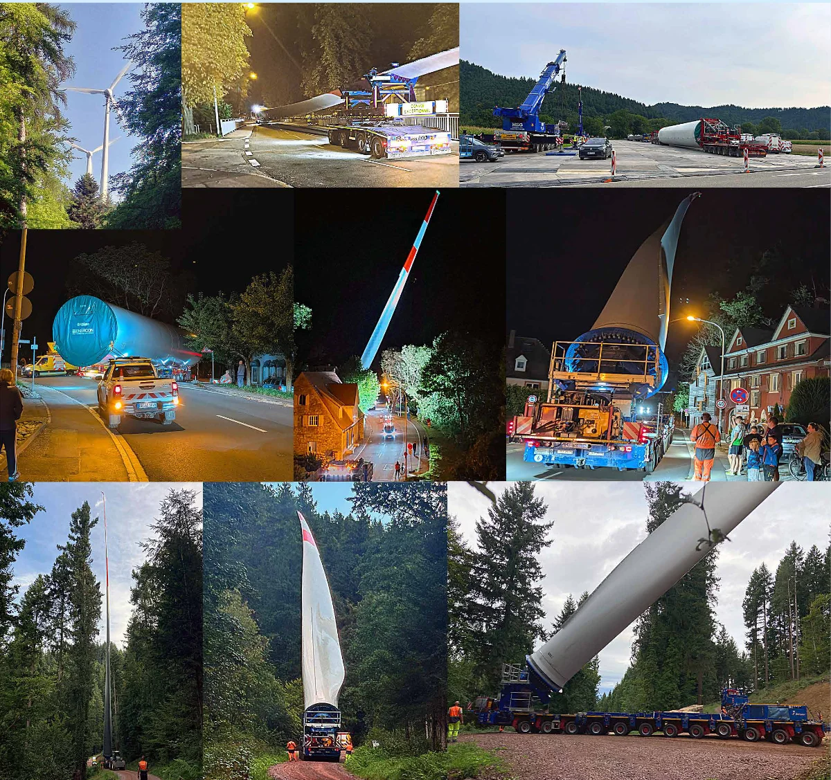 Transport der Bauteile auf den engen Waldwegen